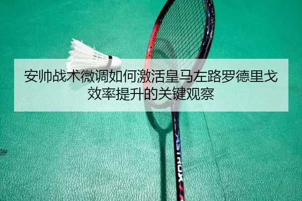 安帅战术微调如何激活皇马左路罗德里戈效率提升的关键观察